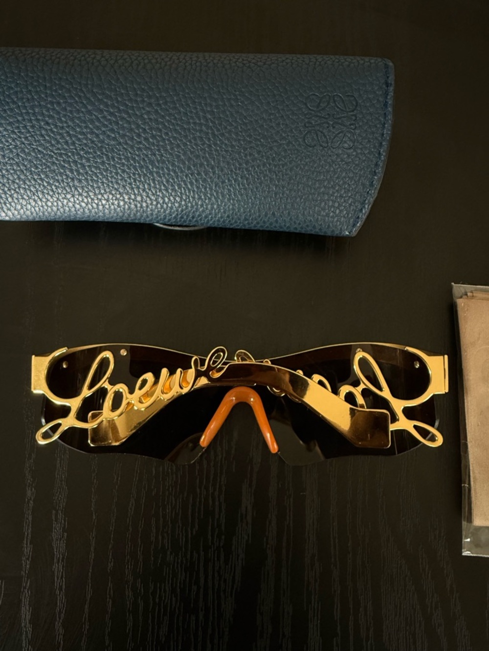 Loewe Gold Script Shield Sunglasses with Brown Lenses